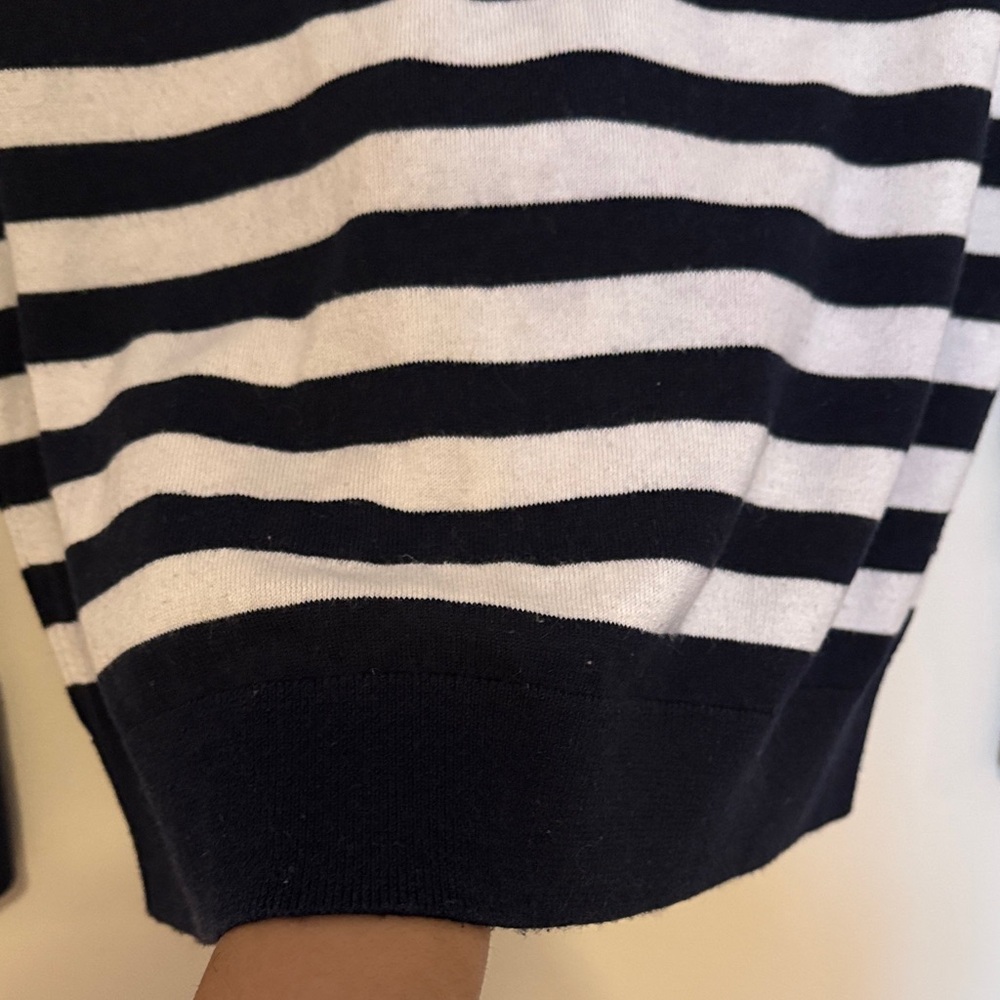 Banana Republic Navy Blue and White Striped Crew Neck Sweater - Picture 5 of 7